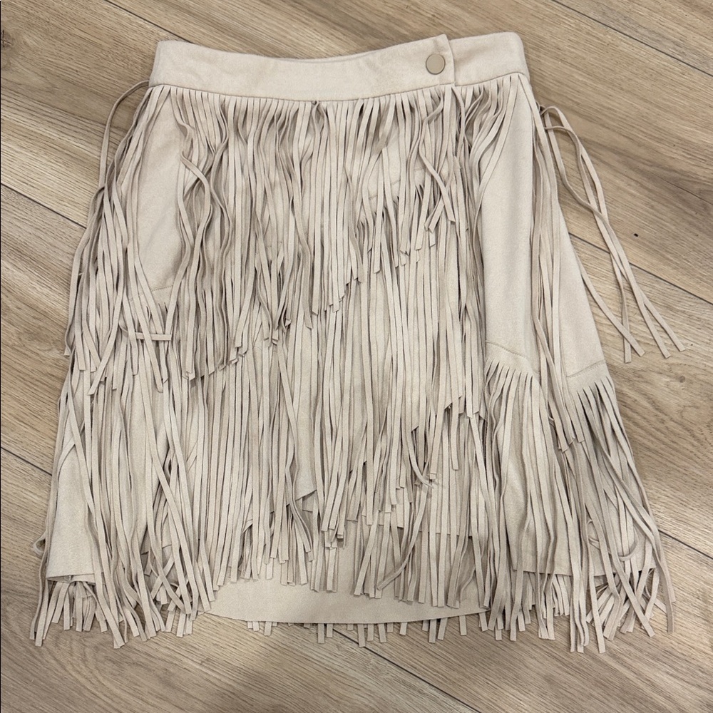 Fringed Cream Skirt